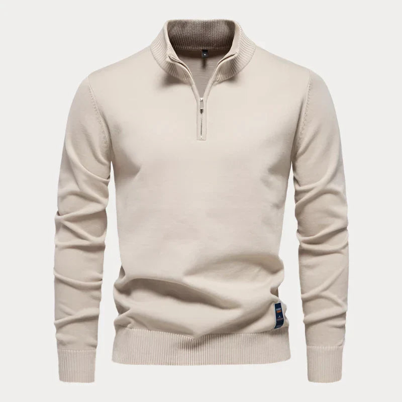 Pull homme avec fermeture éclair quart – Sweatshirt élégant et confortable en coton