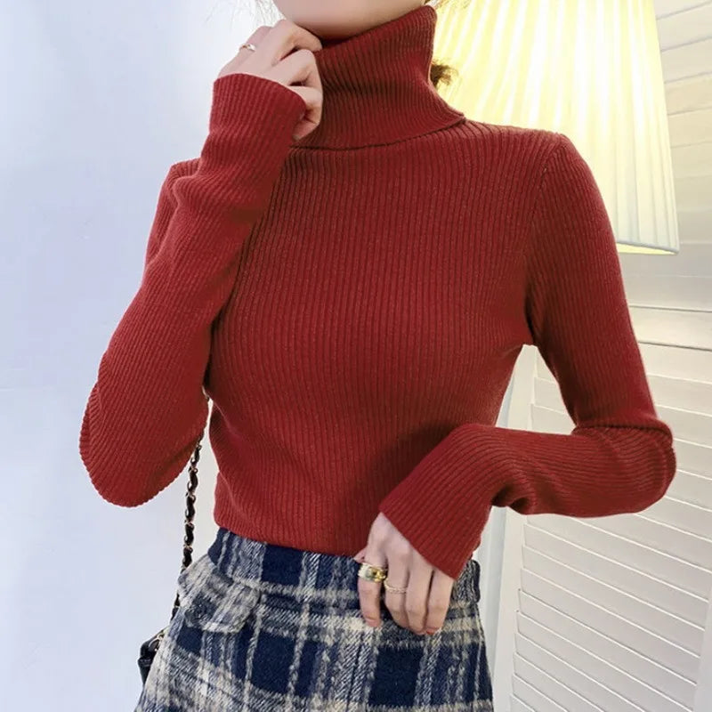 Pull col roulé femme – Pull en laine doux et chaud pour hiver élégant