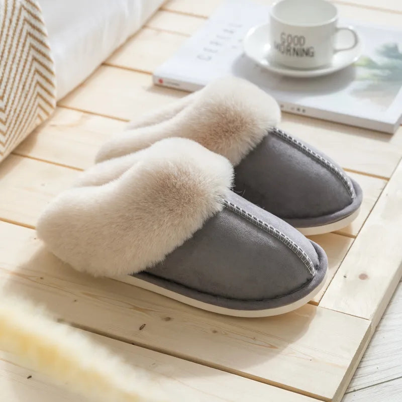 Chaussons doux femme – Pantoufles confortables en velours pour maison