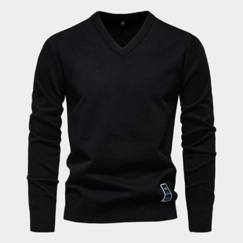 Pull col en V homme – Pull classique en coton doux et confortable pour toutes occasions