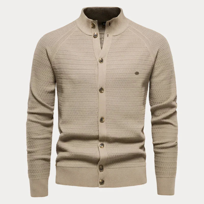 Pull homme avec patte de boutonnage – Pull élégant en coton pour automne hiver