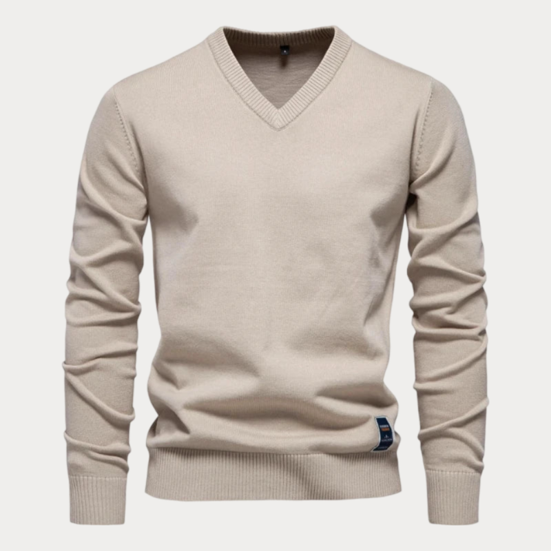 Pull col en V homme – Pull classique en coton doux et confortable pour toutes occasions