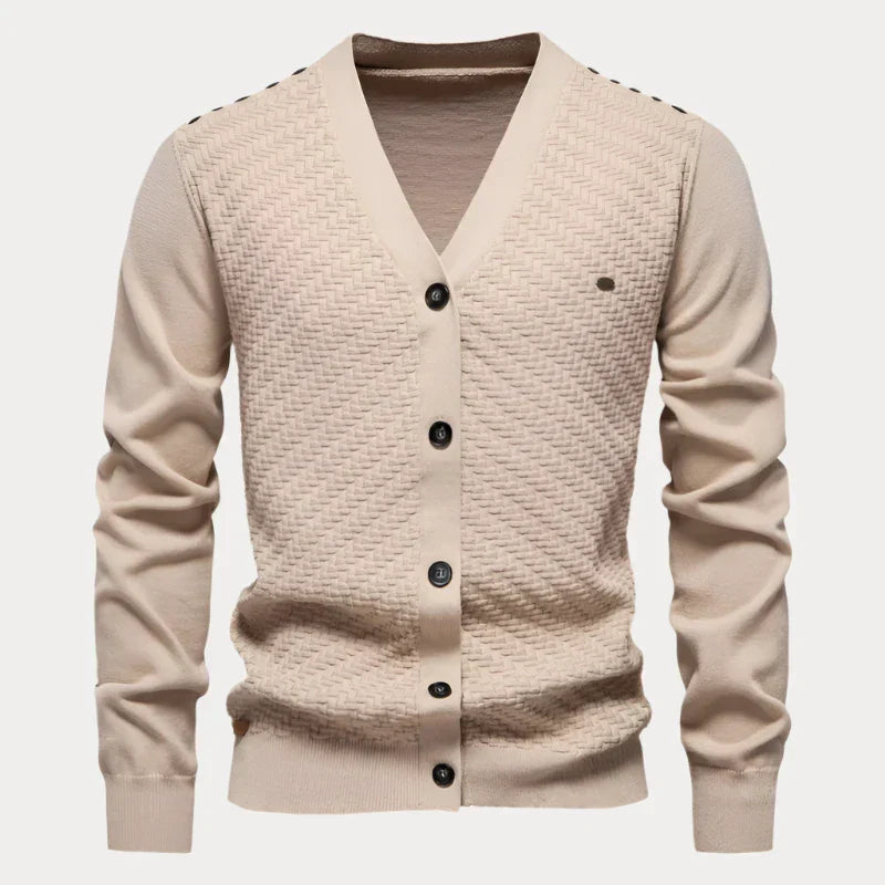 Cardigan homme décolleté en V – Pull élégant avec boutons pour toutes occasions