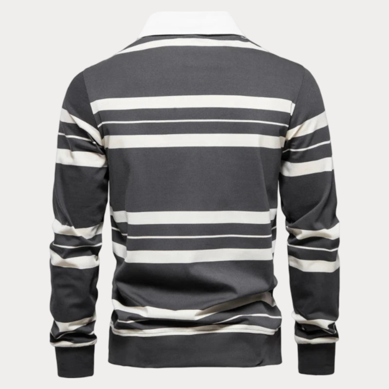 Pull col rayé homme – Pull en coton doux à manches longues pour look décontracté