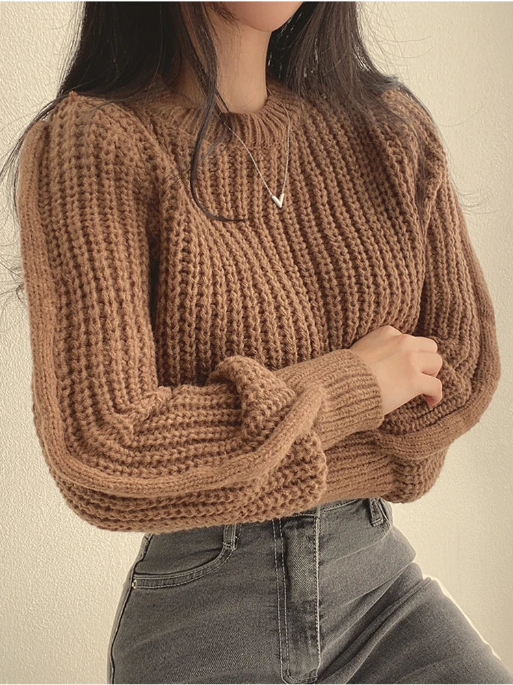 Pull en maille femme – Pull raccourci chic en tricot doux et tendance