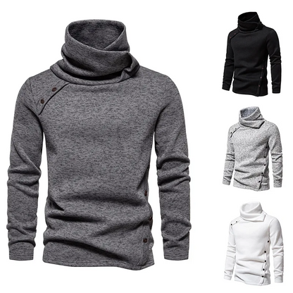 Pull col roulé homme – Pull à boutons design élégant pour hiver et casual