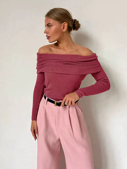 Pull sans épaules femme – Pull élégant à manches dénudées pour soirée et casual