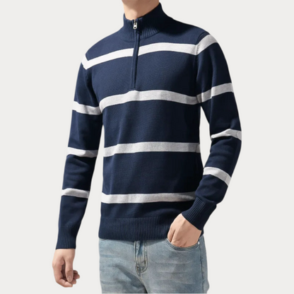 Pull col roulé homme – Pull rayé stylé en coton pour look décontracté chic