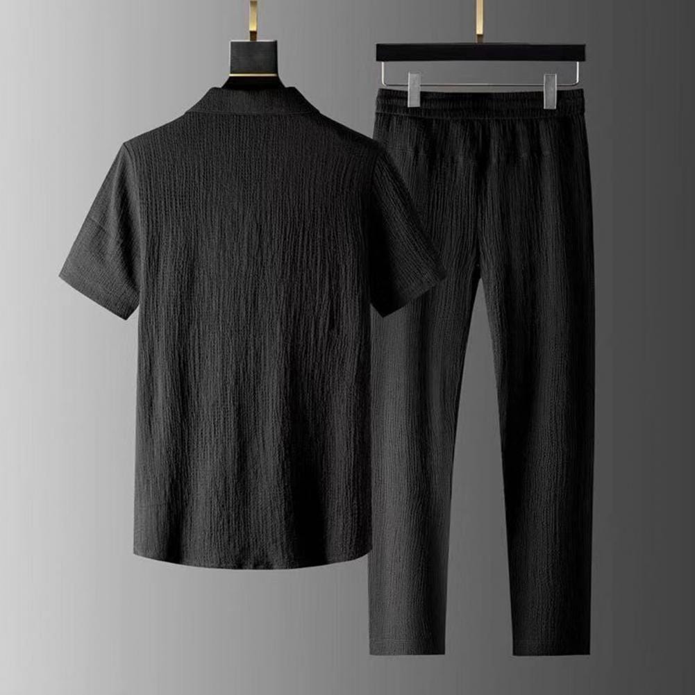 Chemise homme manches courtes et pantalon avec cordon de serrage élégant