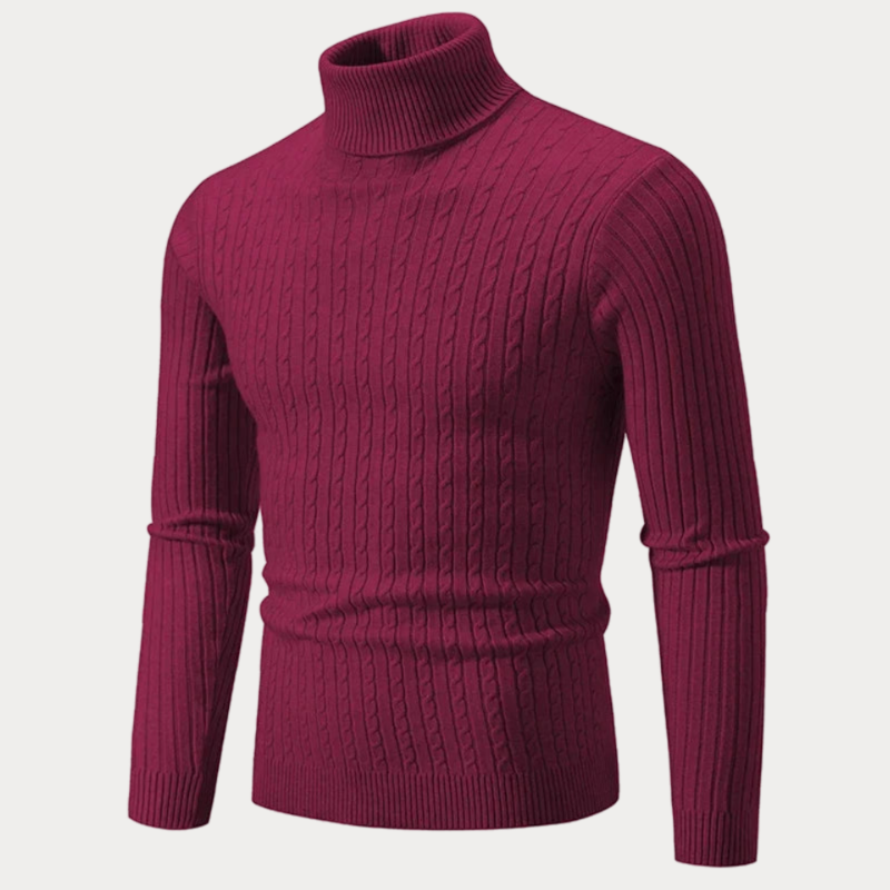 Pull col roulé ajusté homme – Pull en laine doux et élégant pour hiver