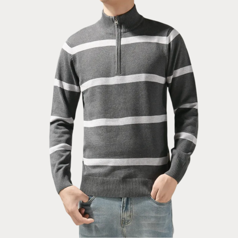 Pull col roulé homme – Pull rayé stylé en coton pour look décontracté chic