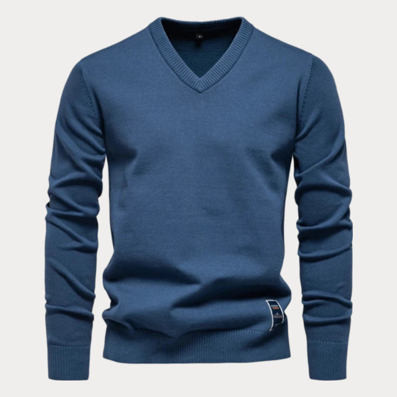 Pull col en V homme – Pull classique en coton doux et confortable pour toutes occasions