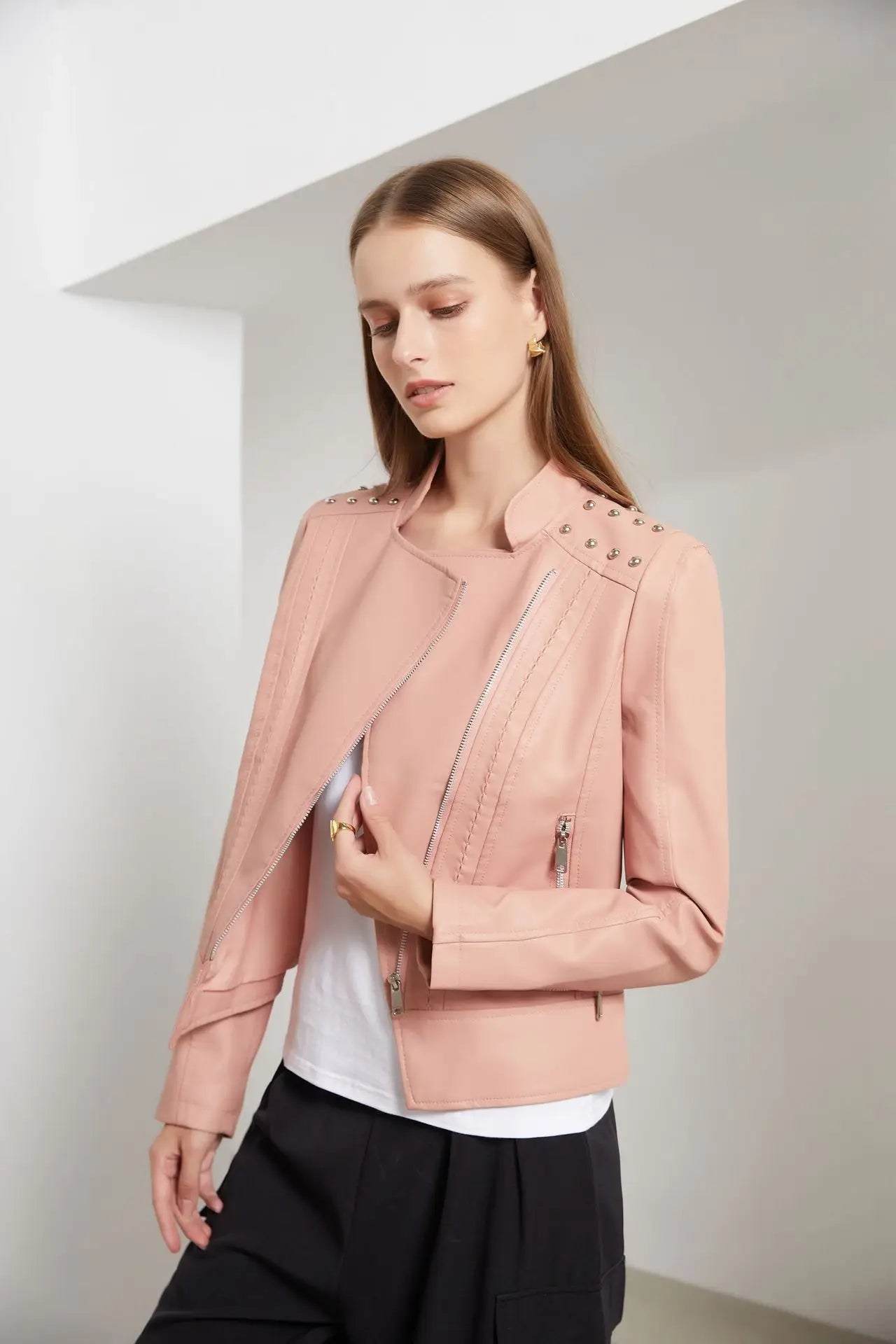 Veste en cuir femme – Veste élégante en cuir noir pour soirée et quotidien