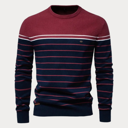 Pull rayé homme – Pull col rond en coton doux et confortable pour l'hiver