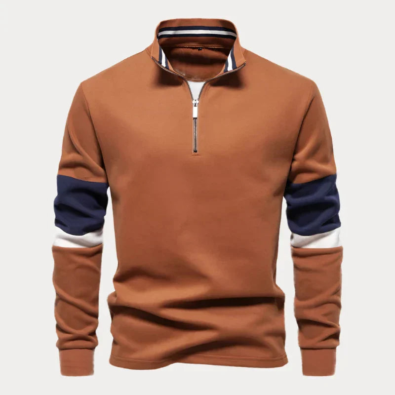 Pull homme avec fermeture éclair quart – Sweat-shirt élégant et confortable en coton pour toutes occasions