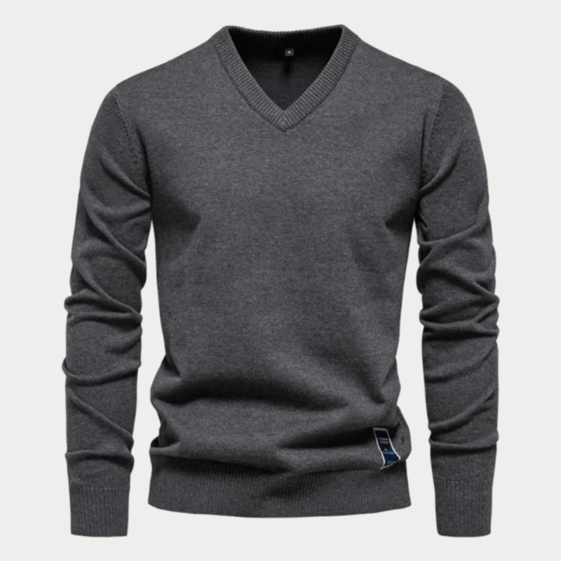 Pull col en V homme – Pull classique en coton doux et confortable pour toutes occasions