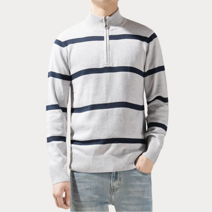 Pull col roulé homme – Pull rayé stylé en coton pour look décontracté chic