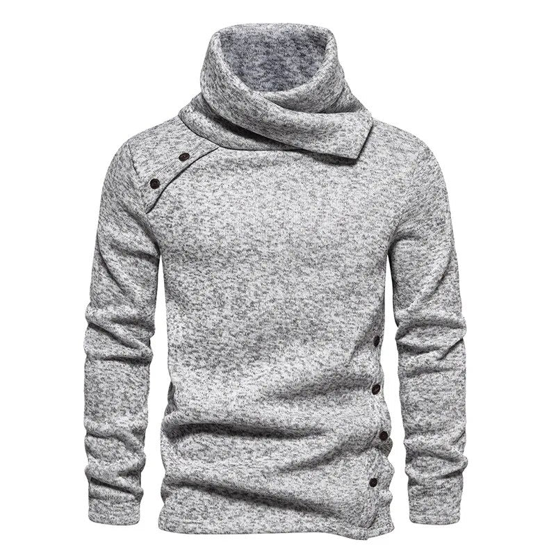 Pull col roulé homme – Pull à boutons design élégant pour hiver et casual