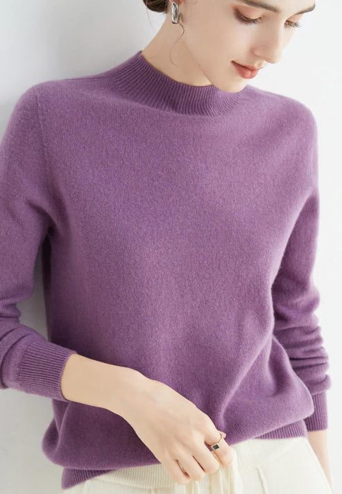 Pull col roulé femme – Pull décontracté en coton doux pour hiver et automne