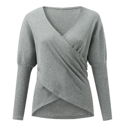 Pull femme croisé – Pull élégant à manches longues en tricot doux et confortable