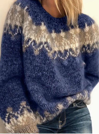 Pull en tricot femme – Pull tendance à manches longues en laine doux et chaud