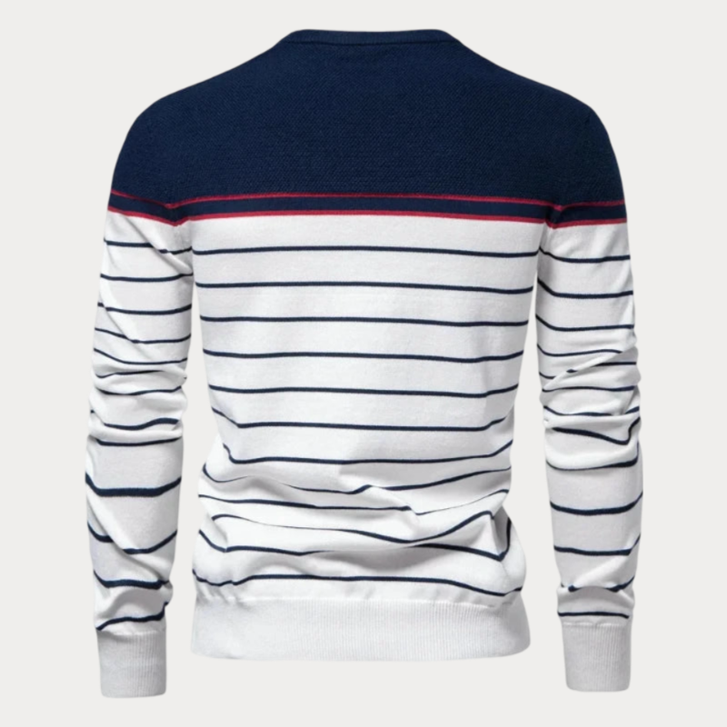 Pull rayé homme – Pull col rond en coton doux et confortable pour l'hiver