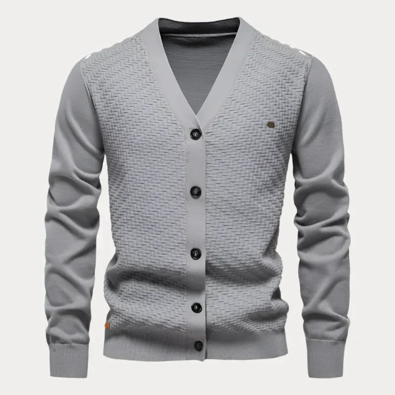 Cardigan homme décolleté en V – Pull élégant avec boutons pour toutes occasions