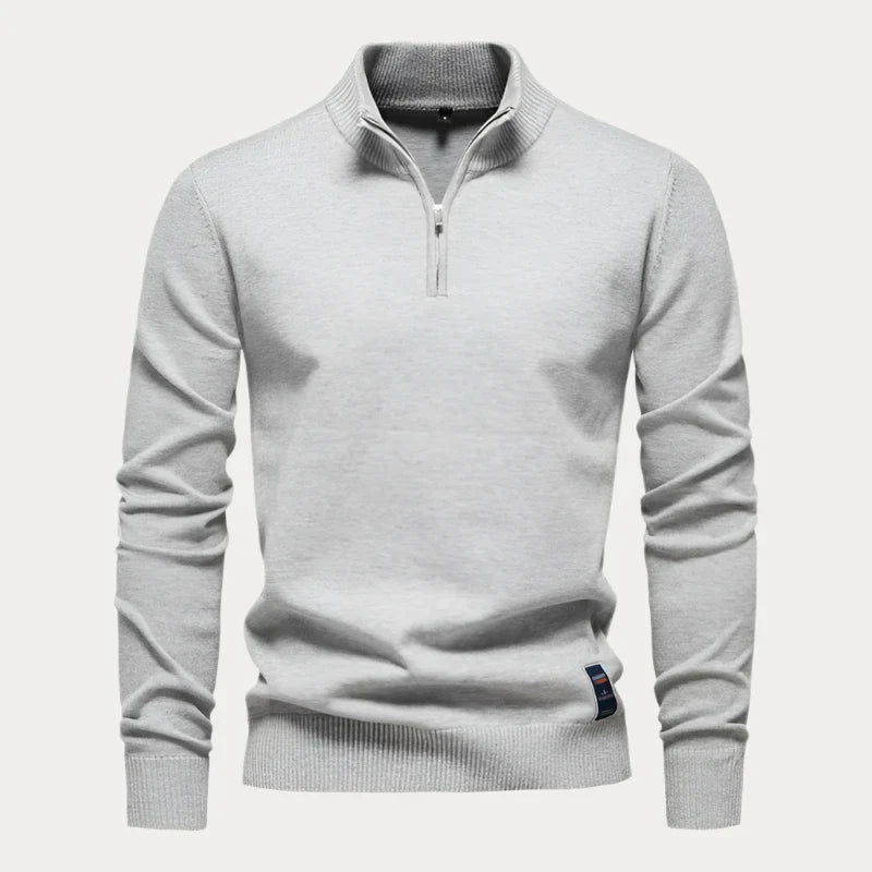 Pull homme avec fermeture éclair quart – Sweatshirt élégant et confortable en coton