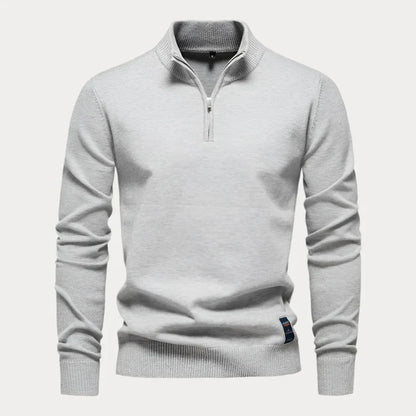 Pull homme avec fermeture éclair quart – Sweatshirt élégant et confortable en coton