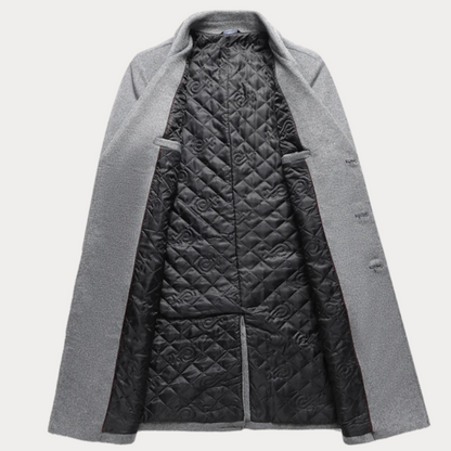 Manteau long homme – Manteau double boutonnage avec col à revers élégant