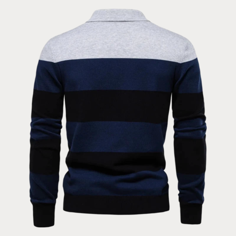 Pull homme col rayé – Pull élégant en maille confortable pour toutes occasions