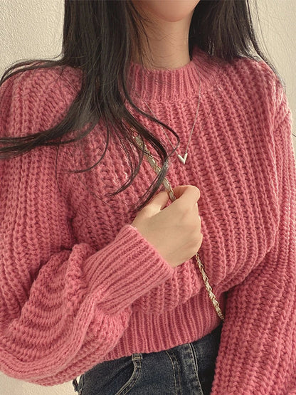 Pull en maille femme – Pull raccourci chic en tricot doux et tendance