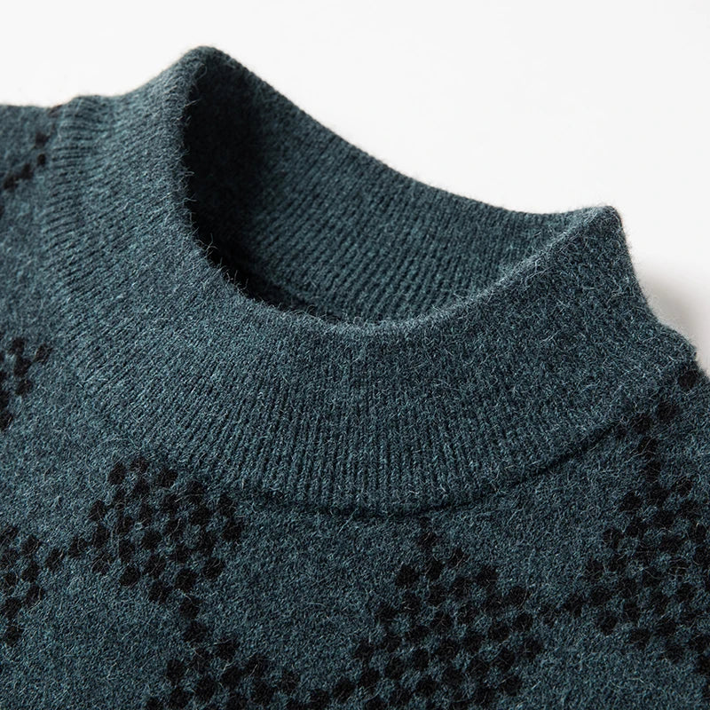 Pull en tricot homme – Pull damier élégant en laine pour look décontracté