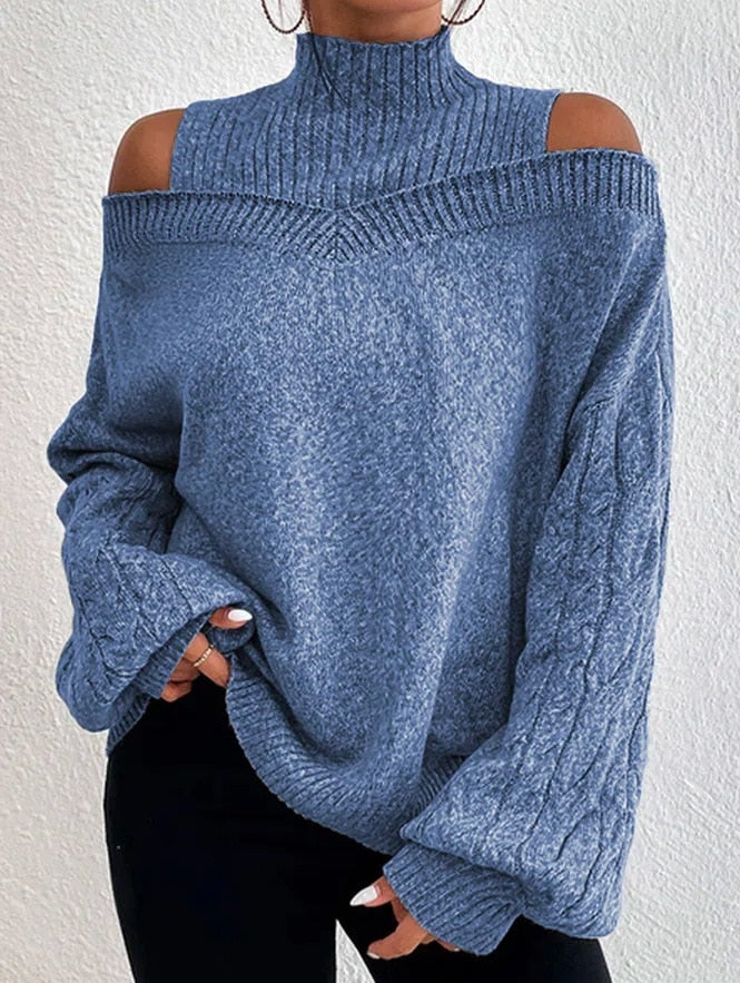 Pull col roulé femme – Haut décolleté élégant en tricot doux et confortable