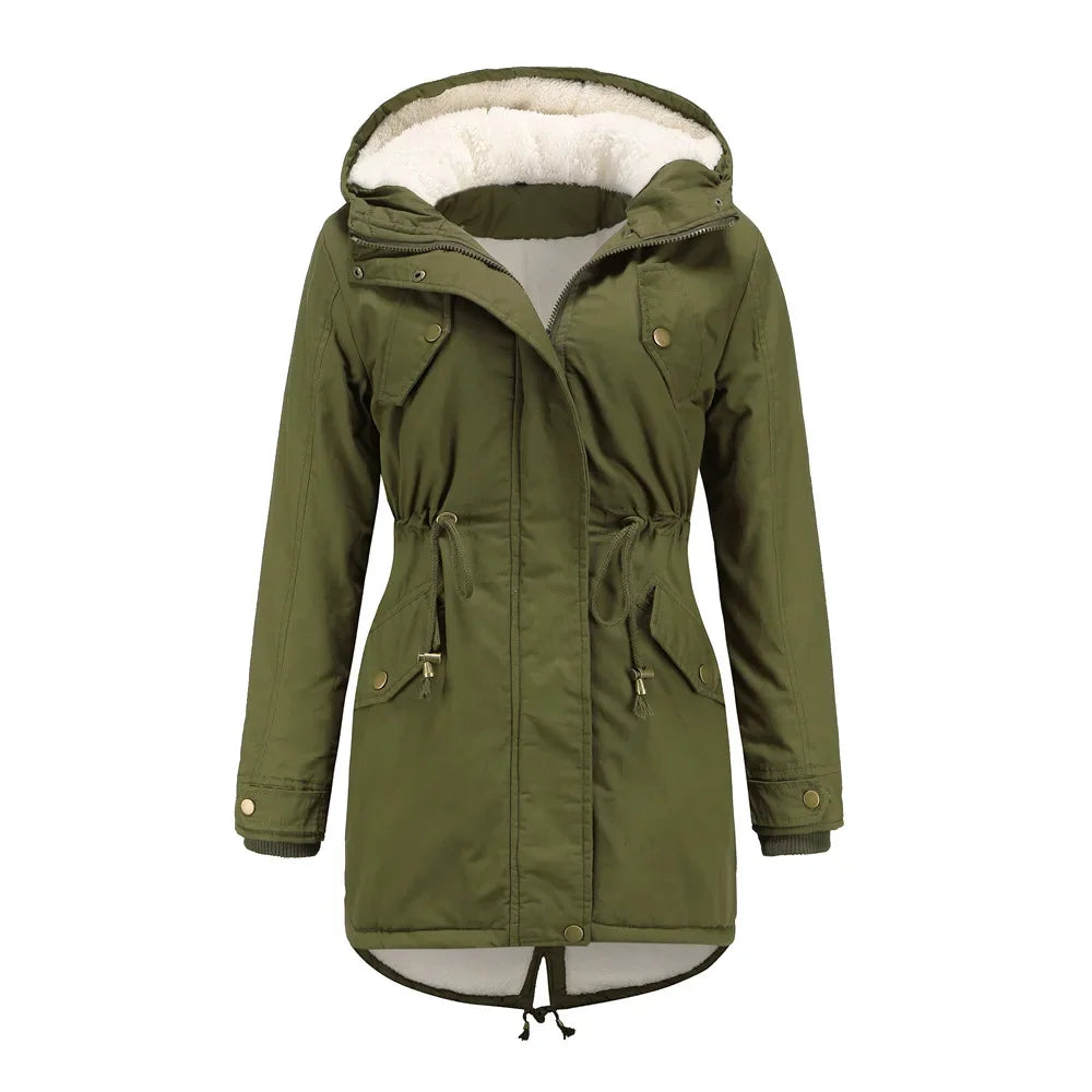 Parka femme – Veste chaude imperméable avec capuche pour hiver élégant