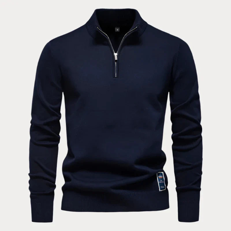 Pull homme avec fermeture éclair quart – Sweatshirt élégant et confortable en coton