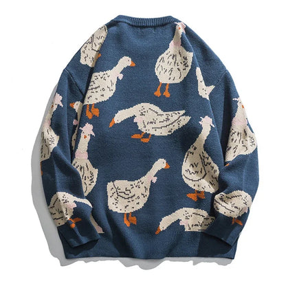 Pull homme imprimé canard – Sweatshirt tendance en coton doux et décontracté