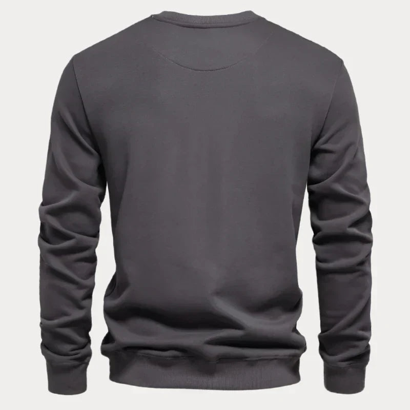 Pull col rond homme – Sweat-shirt uni confortable en coton pour casual chic