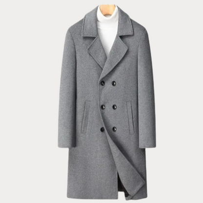 Manteau long homme – Manteau double boutonnage avec col à revers élégant