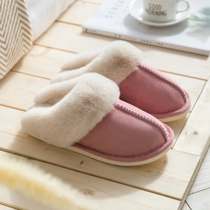 Chaussons doux femme – Pantoufles confortables en velours pour maison