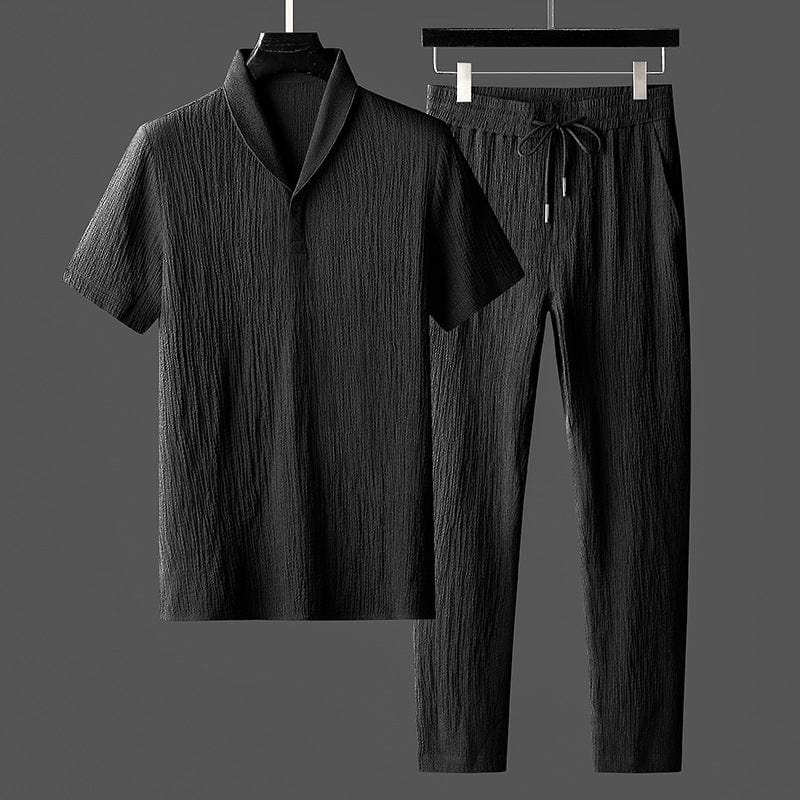 Chemise homme manches courtes et pantalon avec cordon de serrage élégant