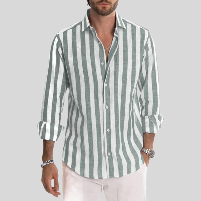 Chemise à manches longues homme – Chemise rayée élégante en coton pour toutes occasions