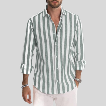 Chemise à manches longues homme – Chemise rayée élégante en coton pour toutes occasions