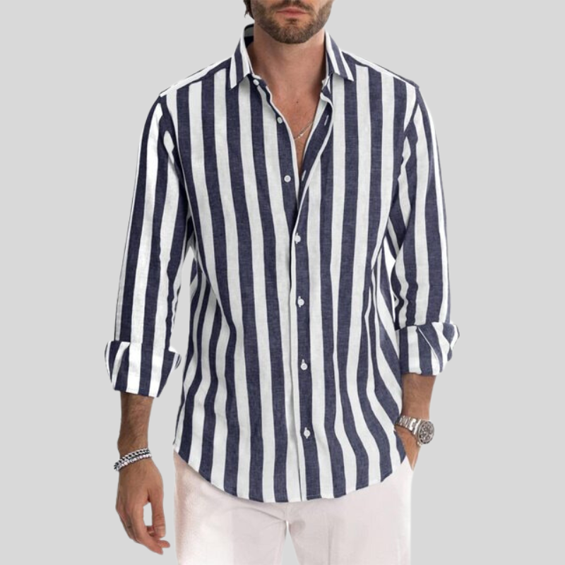 Chemise à manches longues homme – Chemise rayée élégante en coton pour toutes occasions