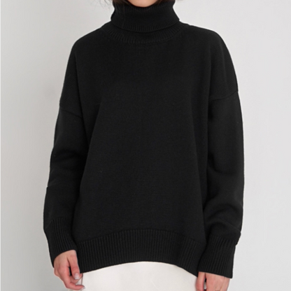 Pull col roulé femme – Pull classique en laine doux et confortable pour hiver