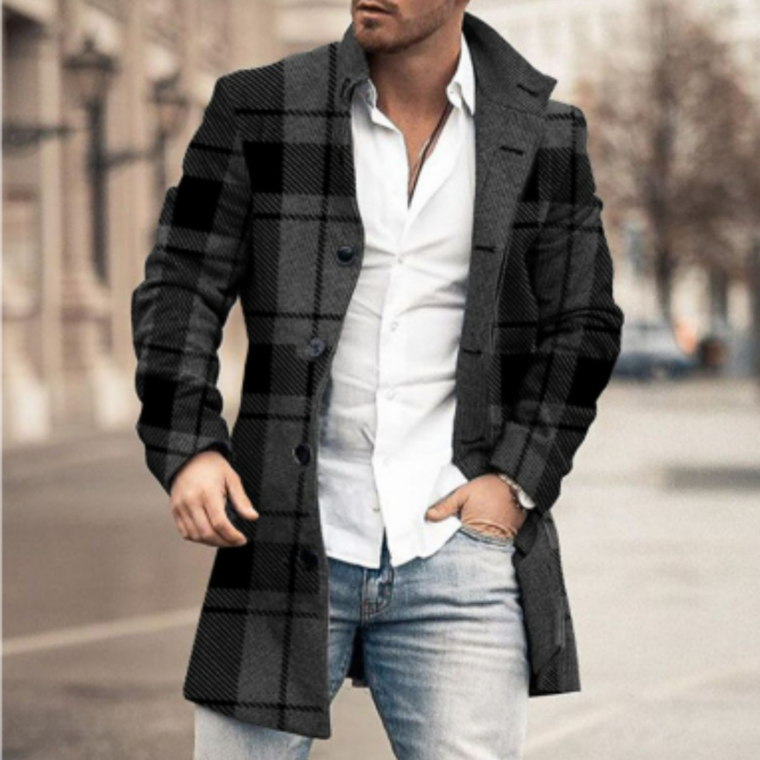 Manteau homme avec boutons – Veste élégante en laine pour hiver chic