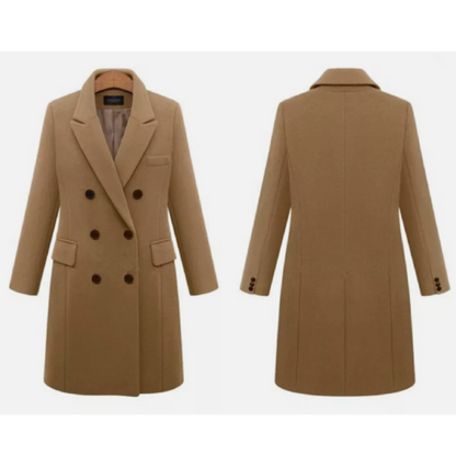 Manteau long femme – Manteau élégant à double boutonnage pour hiver chic