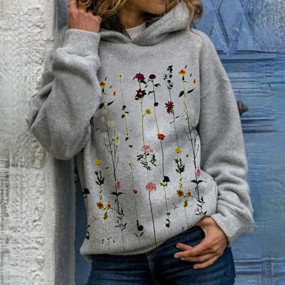 Sweat à capuche femme – Sweat confortable avec motif floral tendance et doux