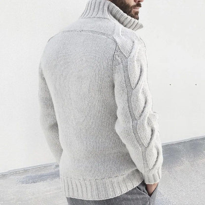 Pull-over col roulé homme – Pull chaud en laine pour hiver élégant et décontracté