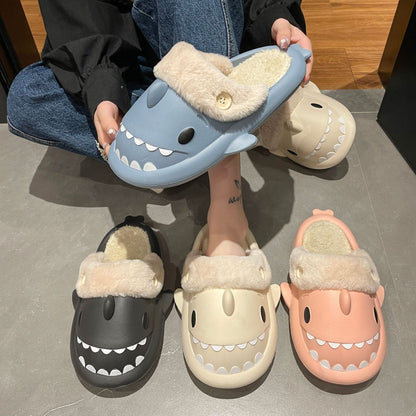 Chaussons femme requin – Pantoufles douces et amusantes en peluche confortables